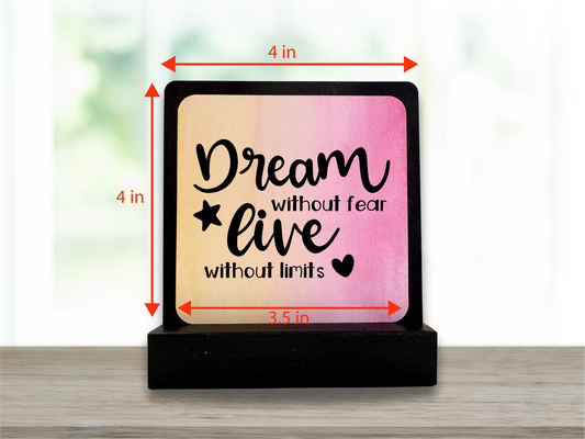 Dream Without Fear, Live Without Limits–Inspirational Desk Sign, Motivational Gift, Graduation Gift for Her/Him/They–Encouragement Keepsake