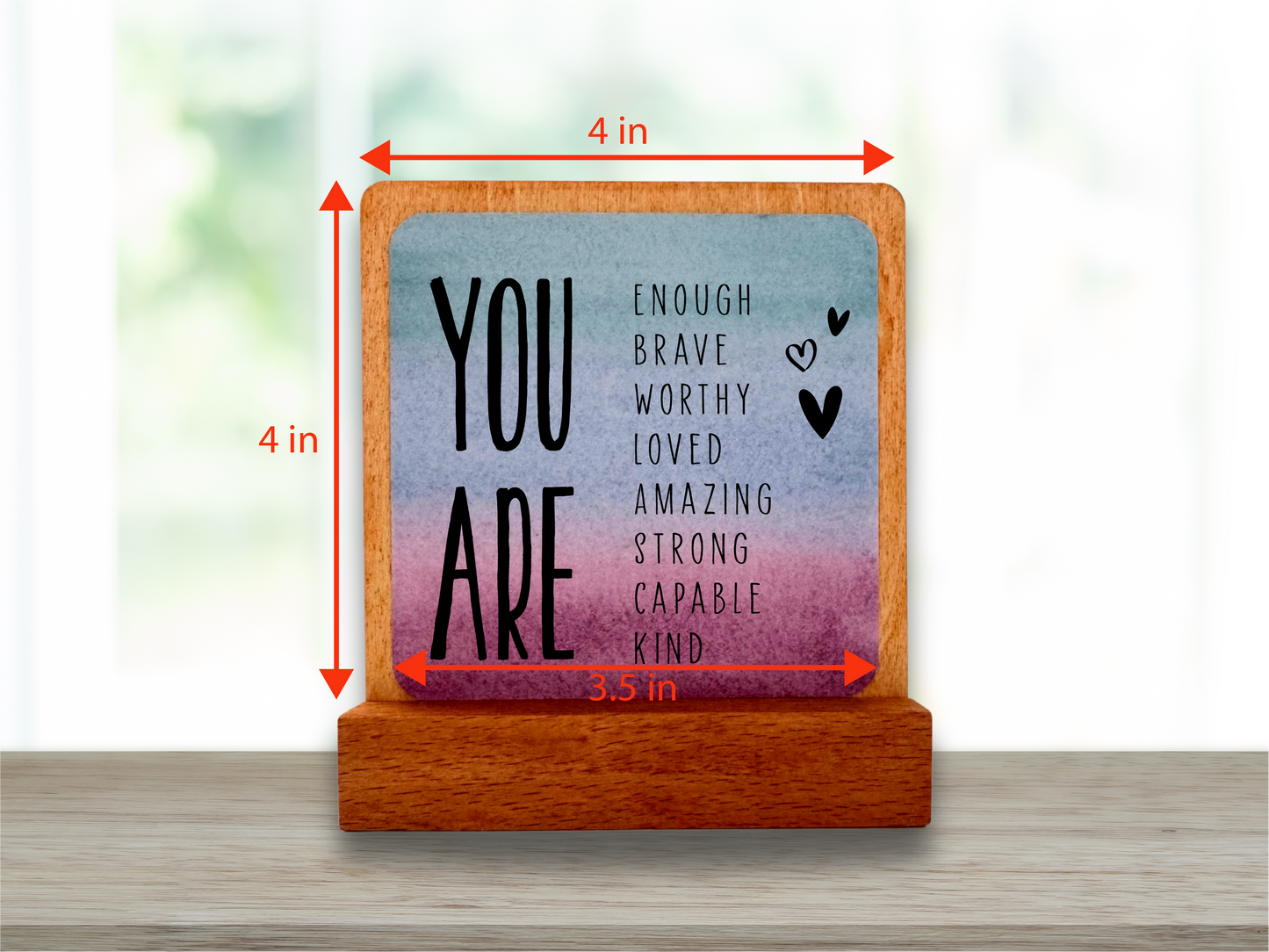 You Are Enough Gift. Happy Wood Card. Inspirational Gift. Desk Sign.
