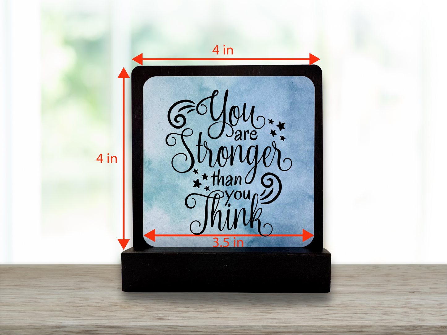 You Are Stronger Than You Think Gift. Inspirational Gift. Happy Wood Card. Desk Sign.