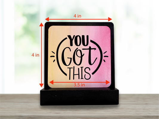 You Got This. Happy Wood Card. Inspirational Gift. Desk Sign.