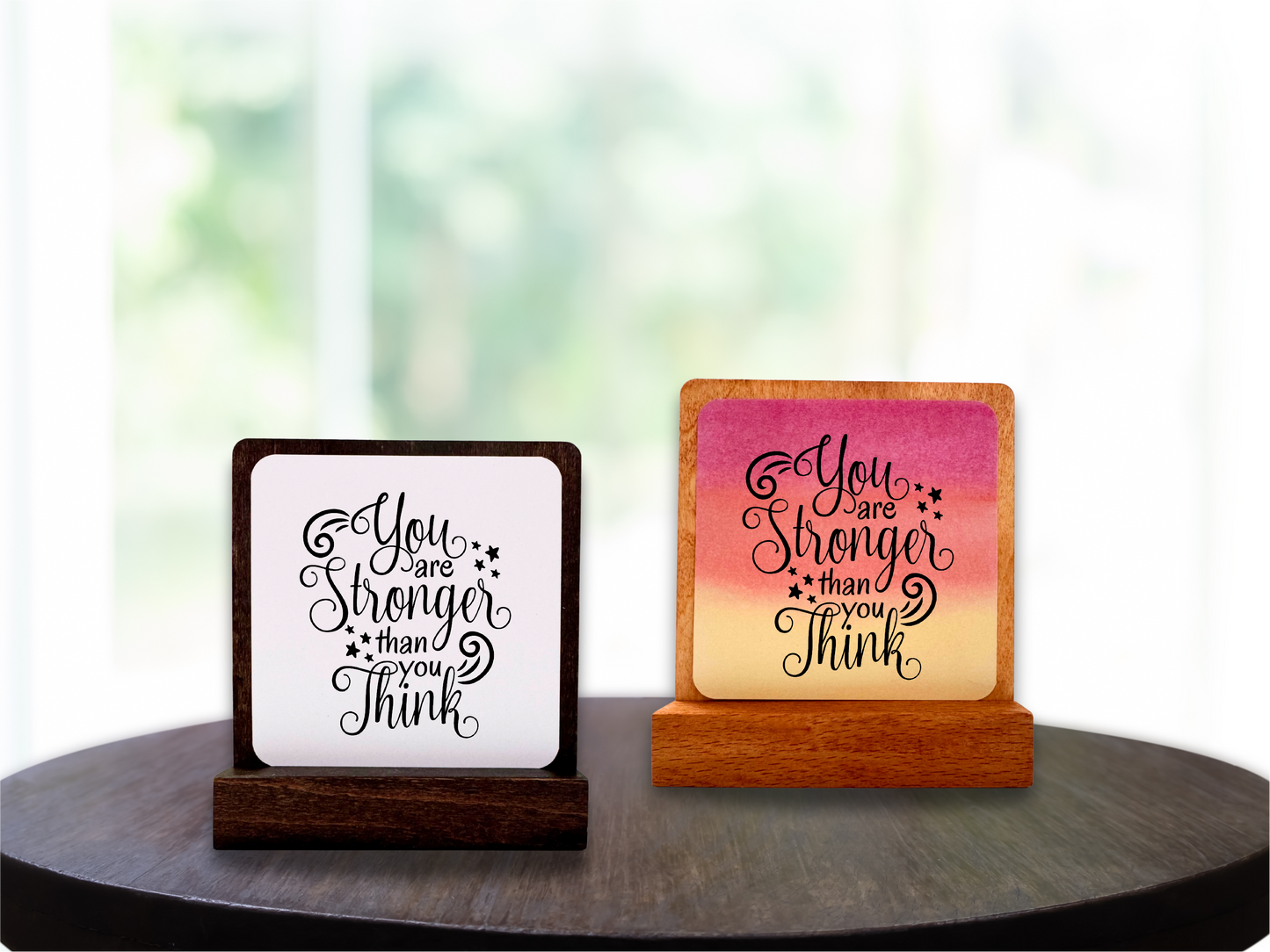 You Are Stronger Than You Think Gift. Inspirational Gift. Happy Wood Card. Desk Sign.