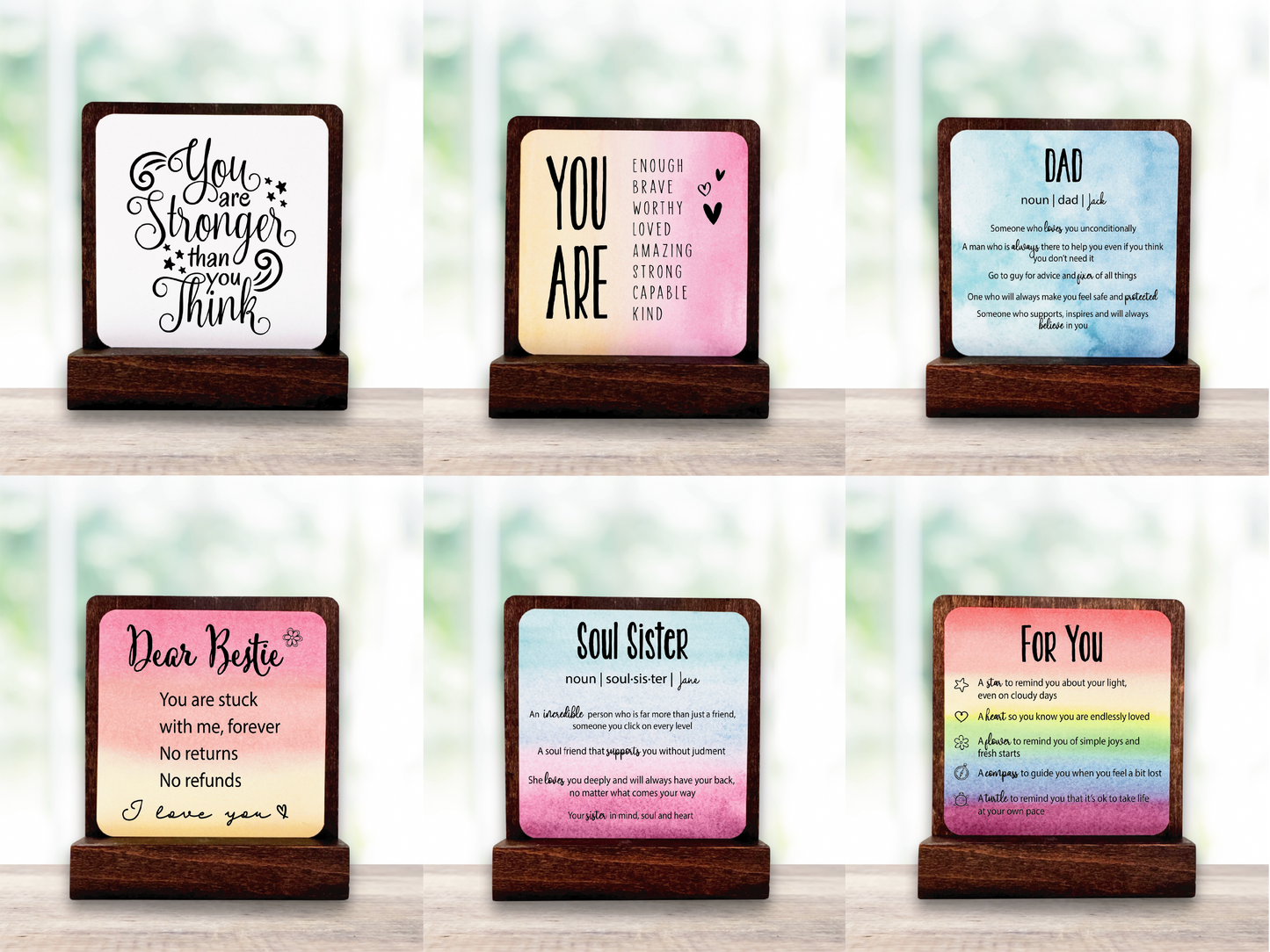 Personalized Mom Gift. Happy Wood Card. Desk Sign.