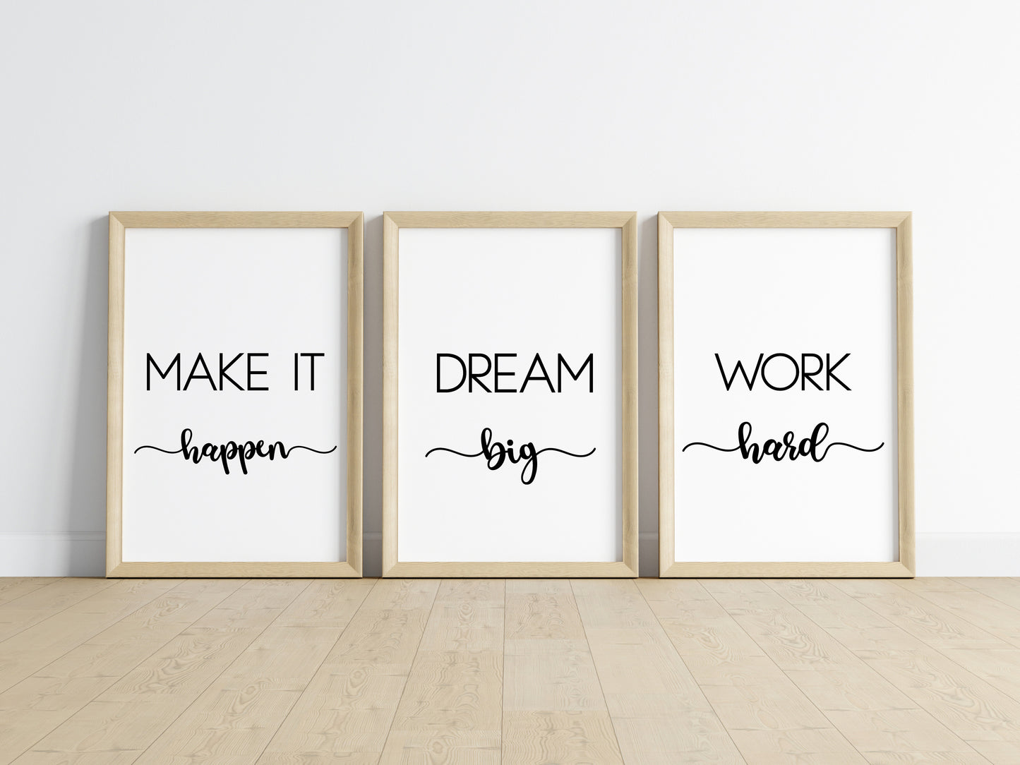 Dream Big, Work Hard & Make It Happen | Set of 3 Motivational Prints | Inspirational Wall Art | Digital Download