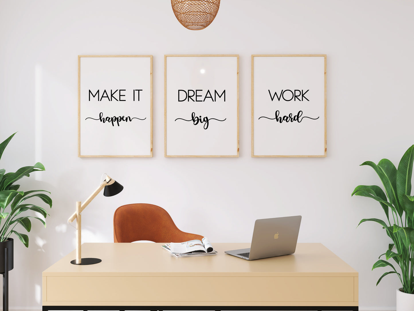 Dream Big, Work Hard & Make It Happen | Set of 3 Motivational Prints | Inspirational Wall Art | Digital Download
