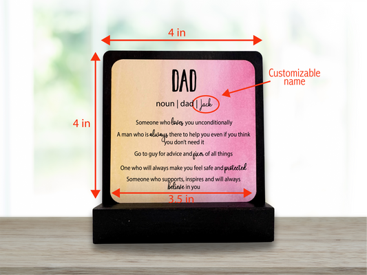 Personalized Dad Gift. Happy Wood Card. Desk Sign.