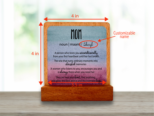 Personalized Mom Gift. Happy Wood Card. Desk Sign.