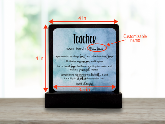 Personalized Teacher Gift. Happy Wood Card. Desk Sign.