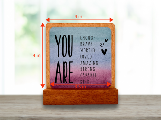 You Are Enough Gift. Happy Wood Card. Inspirational Gift. Desk Sign.