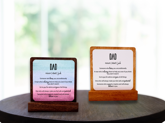 Personalized Dad Gift. Happy Wood Card. Desk Sign.
