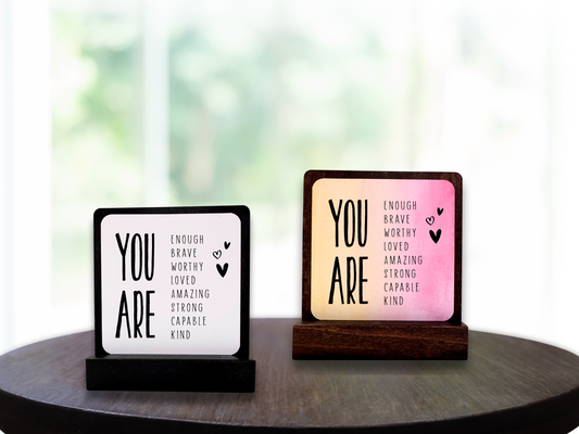 You Are Enough Gift. Happy Wood Card. Inspirational Gift. Desk Sign.