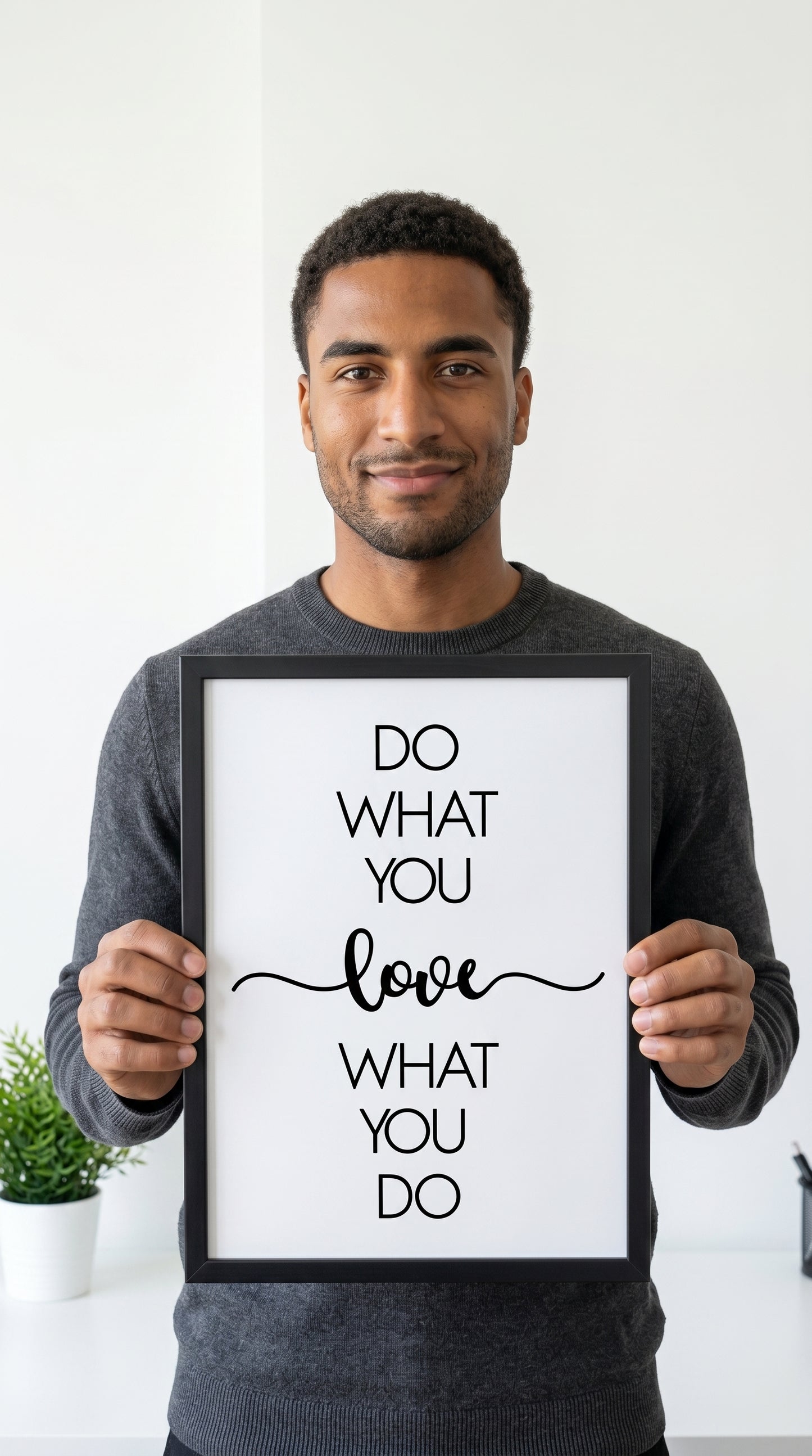 Do What You Love Quote Print – Minimalist Black & White Office Motivation (Digital Download)