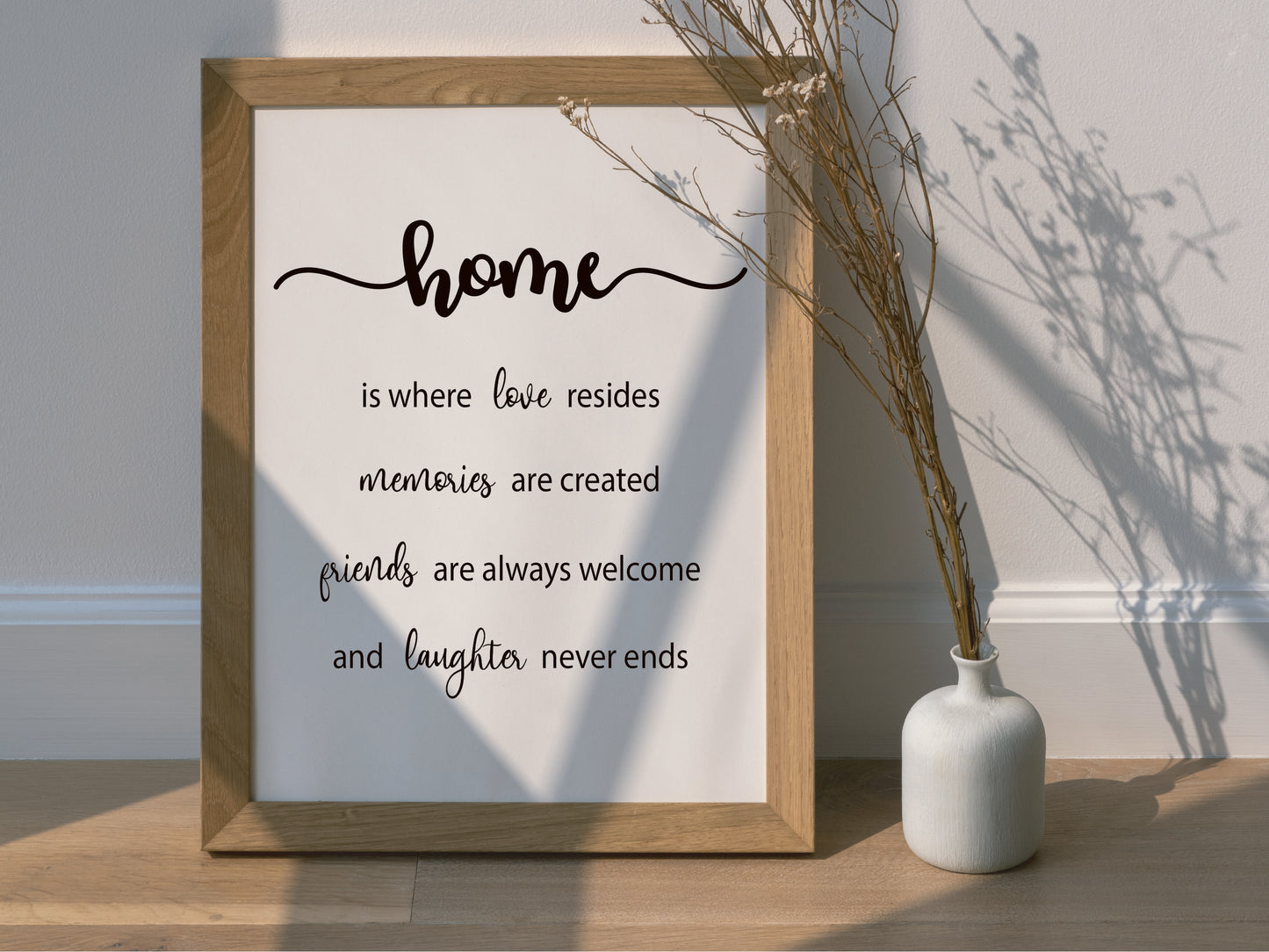 Home Quote Print – Where Love Resides, Memories Created (Digital Download)