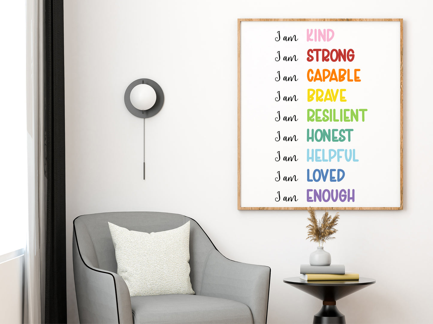 I Am Affirmations Printable – Colorful Kids Wall Art (Digital Download)