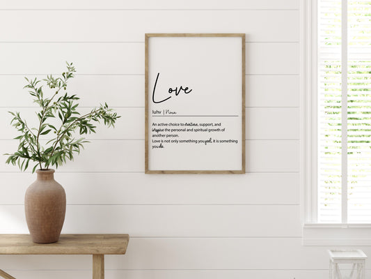 LOVE Definition Print | Inspirational Love Quote | Romantic Wall Art | Meaningful Gift | Digital Download