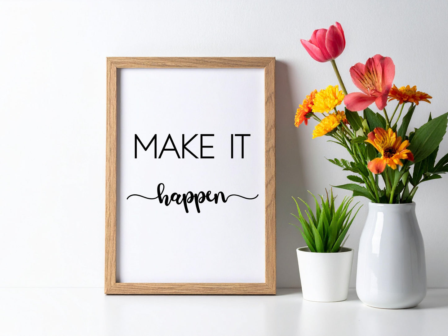 Make It Happen Printable | Motivational Wall Art | Inspirational Quote Print | Goal Setting Decor | Digital Download