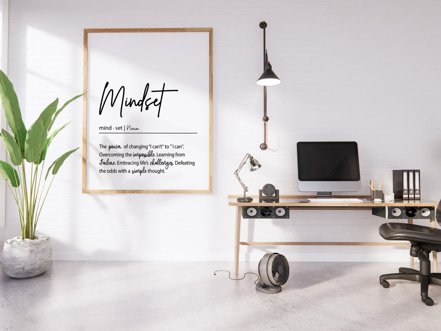 MINDSET Definition Print | Motivational Wall Art | Inspirational Quote Printable | Minimalist Black & White Office Decor | Digital Download