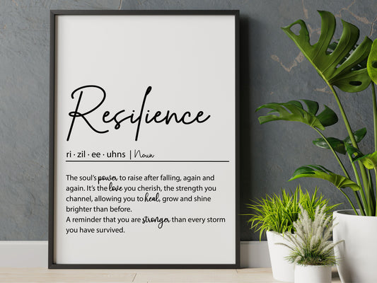 RESILIENCE Definition Print | Inspirational Wall Art | Motivational Quote Printable | Strength & Healing Decor | Digital Download