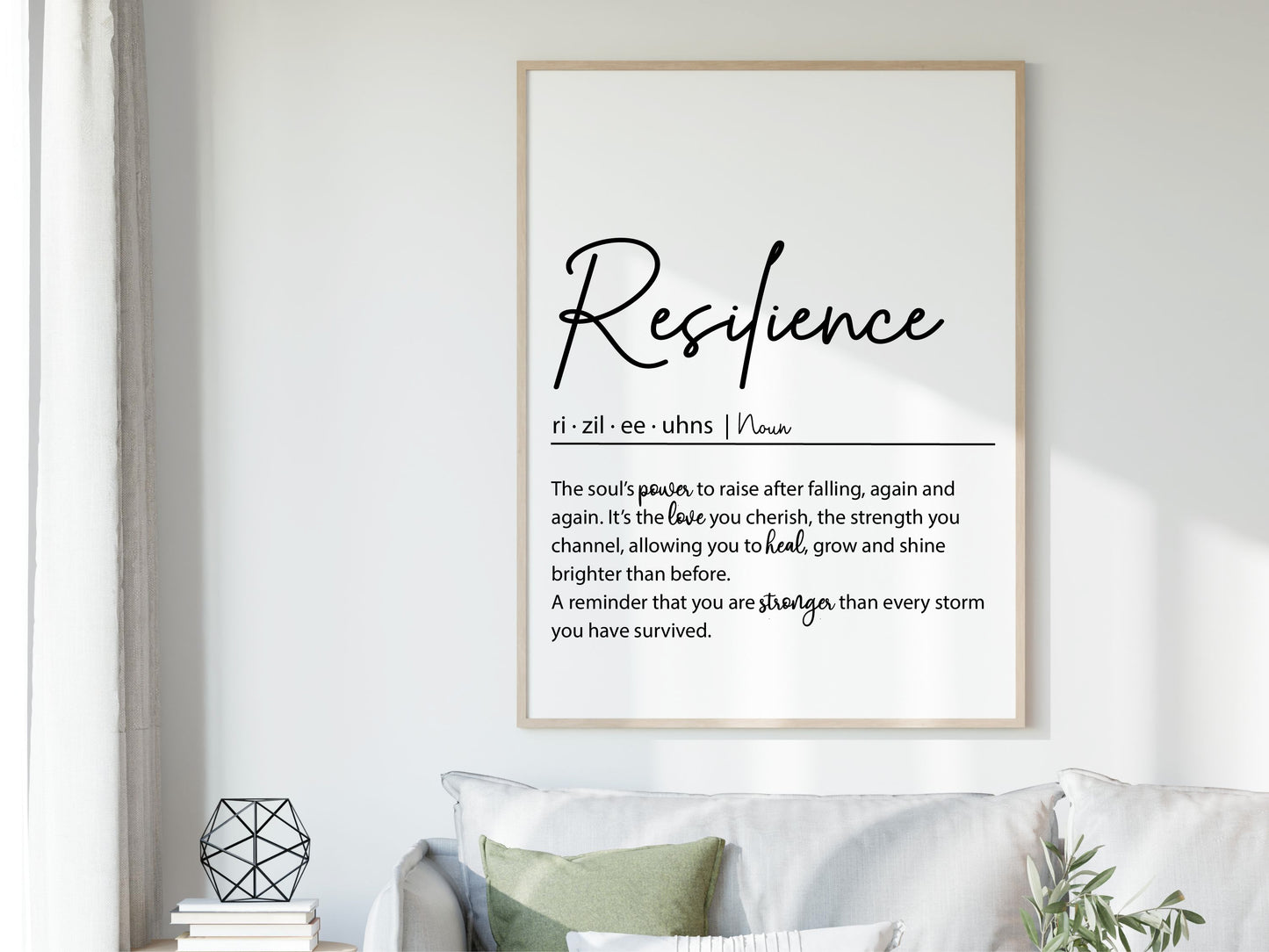 RESILIENCE Definition Print | Inspirational Wall Art | Motivational Quote Printable | Strength & Healing Decor | Digital Download