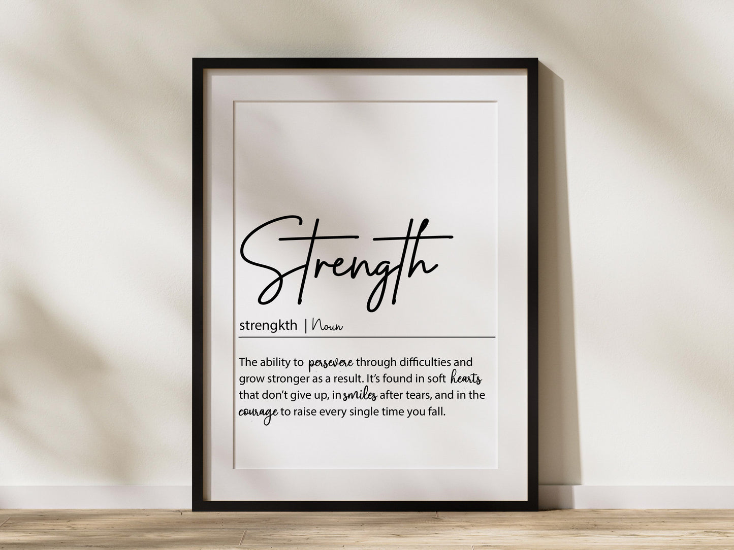 STRENGTH Definition Print | Inspirational Wall Art | Motivational Quote Printable | Encouragement Gift | Digital Download