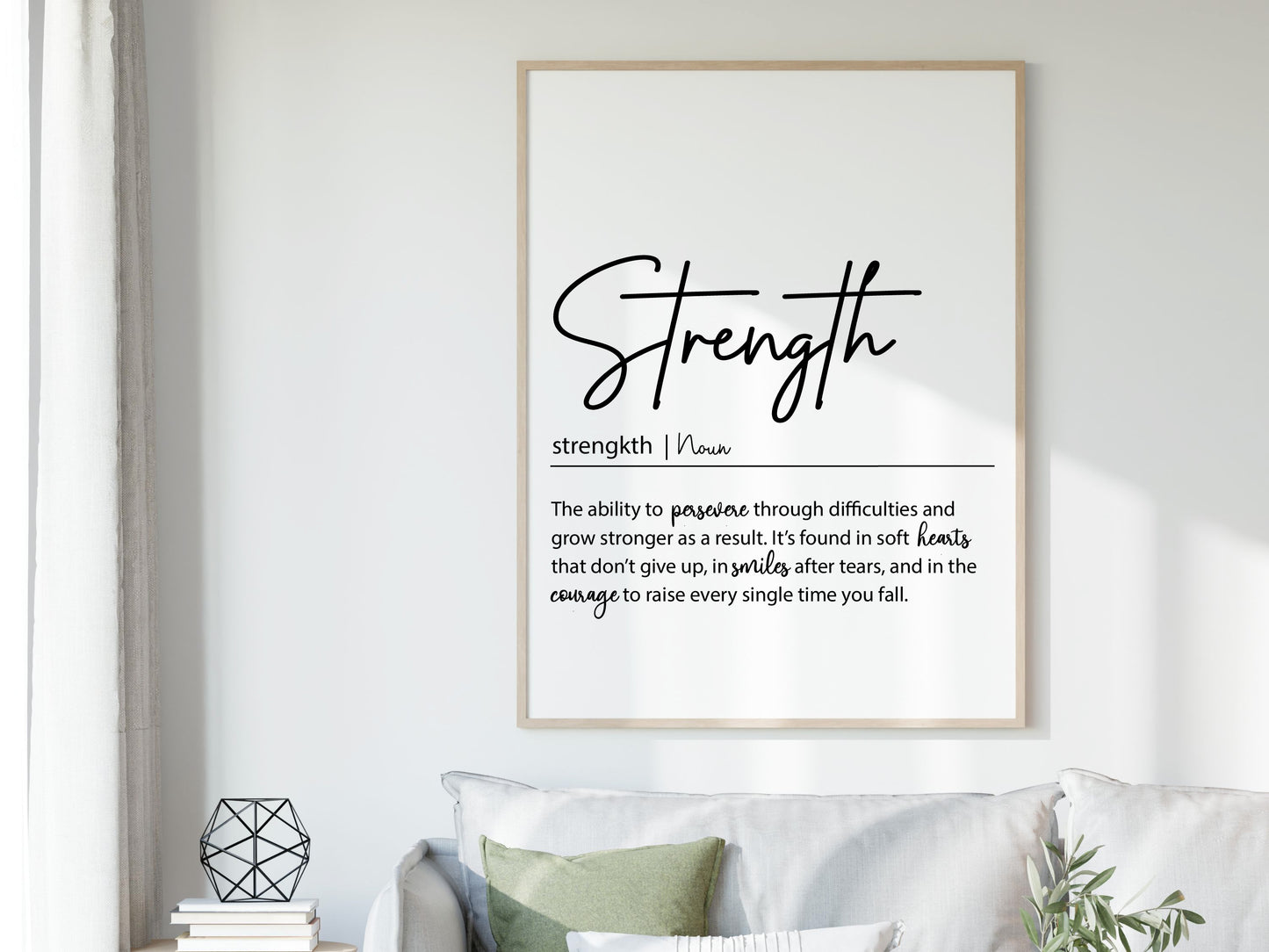 STRENGTH Definition Print | Inspirational Wall Art | Motivational Quote Printable | Encouragement Gift | Digital Download