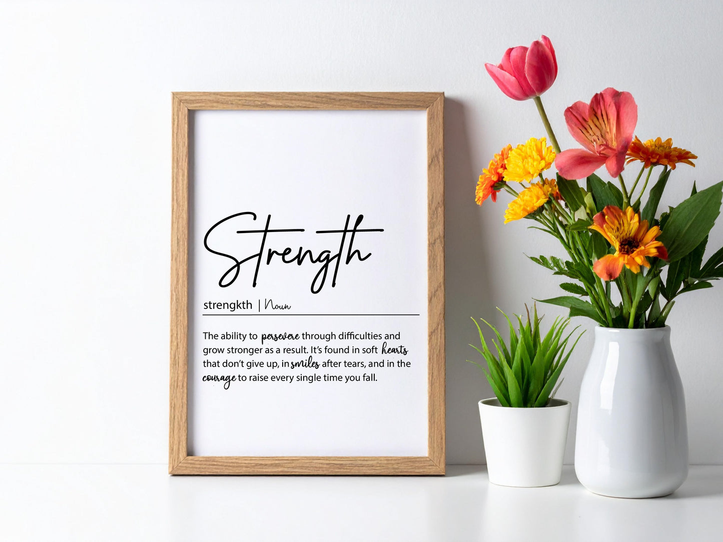 STRENGTH Definition Print | Inspirational Wall Art | Motivational Quote Printable | Encouragement Gift | Digital Download