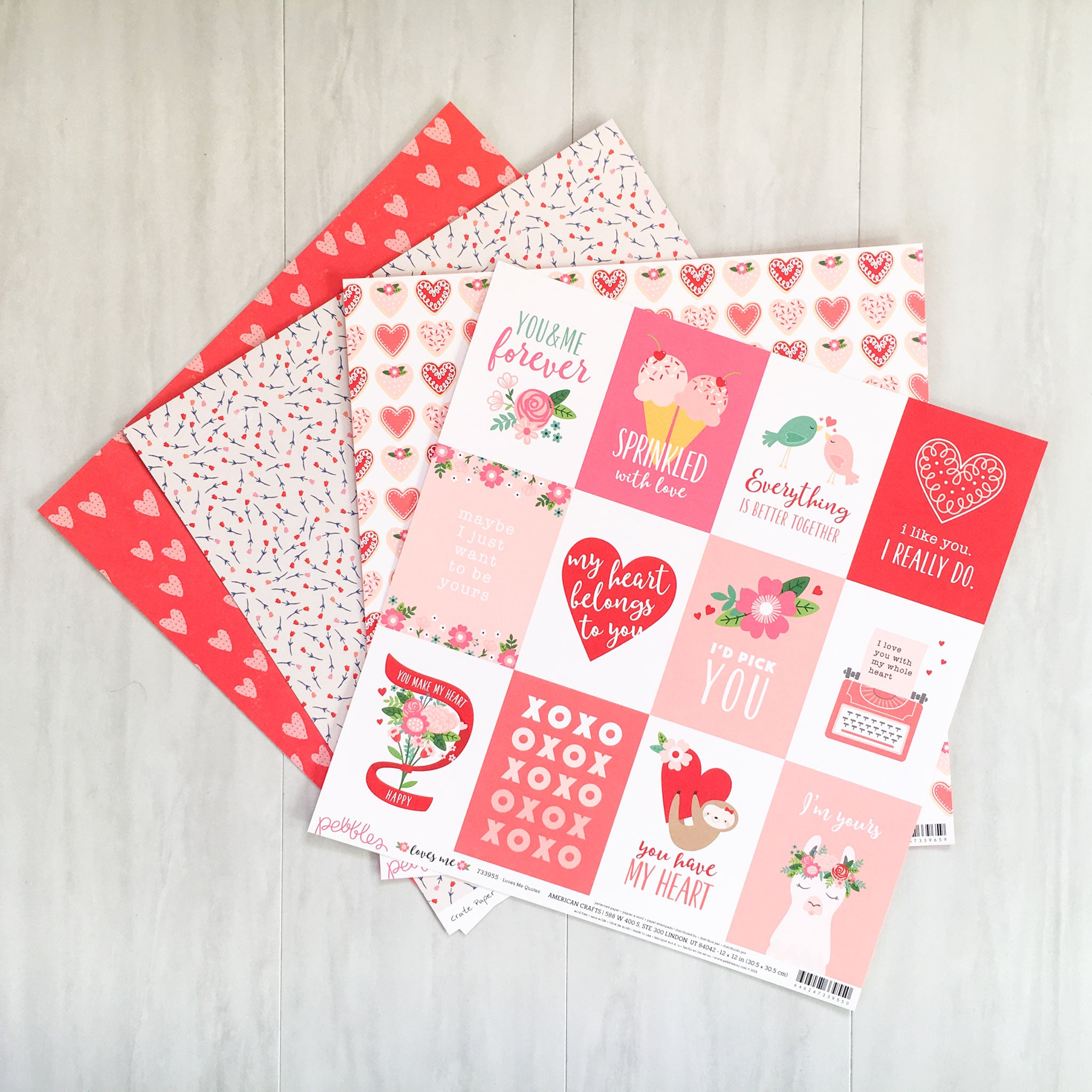 "HUGS & KISSES" PATTERNED PAPER ADD-ON